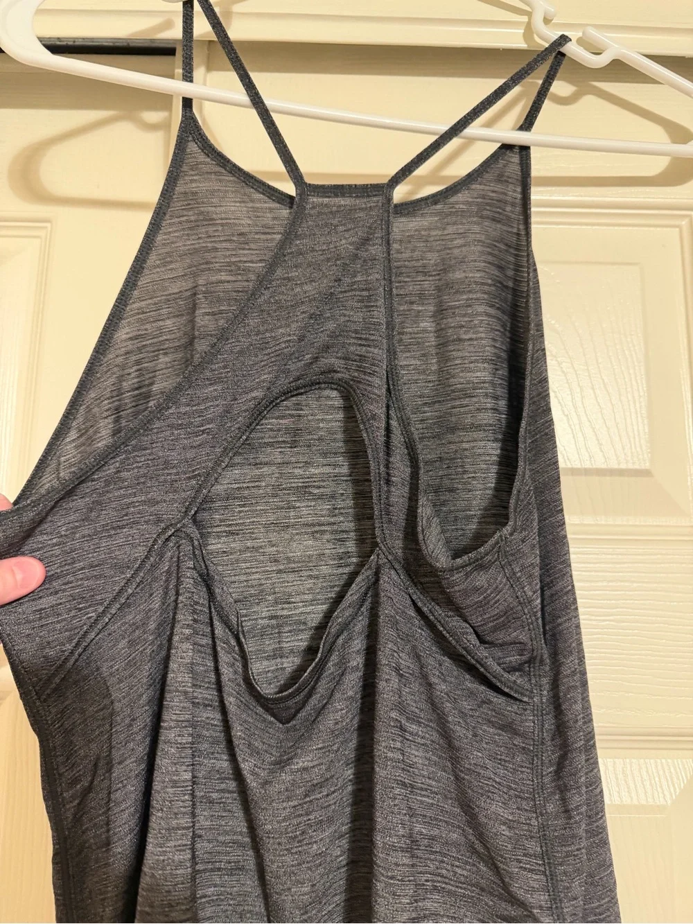 Lululemon Thin Strappy Stretchy Shiny Heathered Blk Yoga Tank